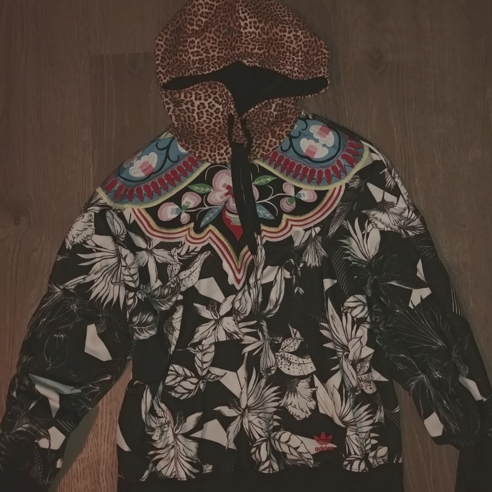 Adidas size small sweatshirt cheetah and flower print